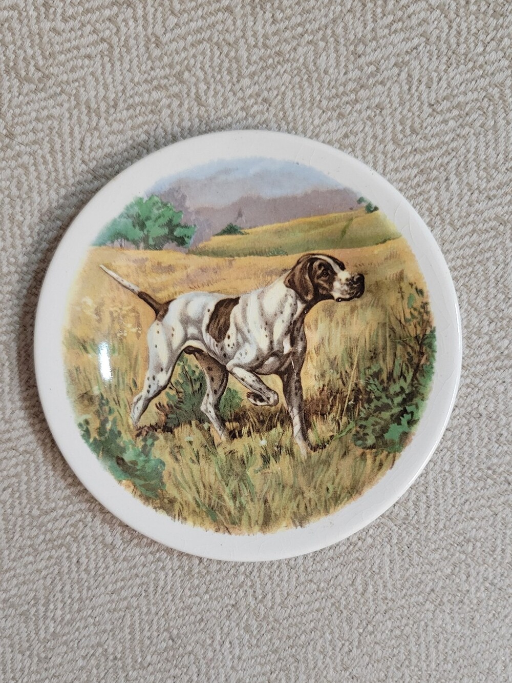 Vintage Gray's Pottery English Pointer Hunting Dog Display Plate 1930s